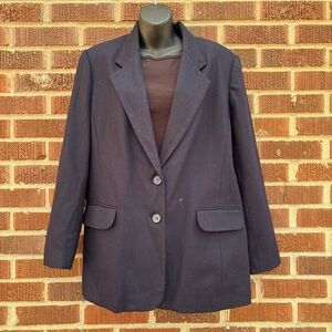 Vintage Preppy Bentley Two Button Blue 95% Wool Blend Blazer Women’s 14